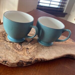Pair of 2, Denby England Luxor Blue Green Footed Cups
